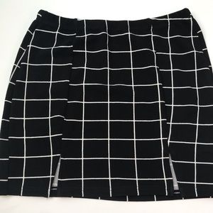 Black and White Double Leg Split Skirt